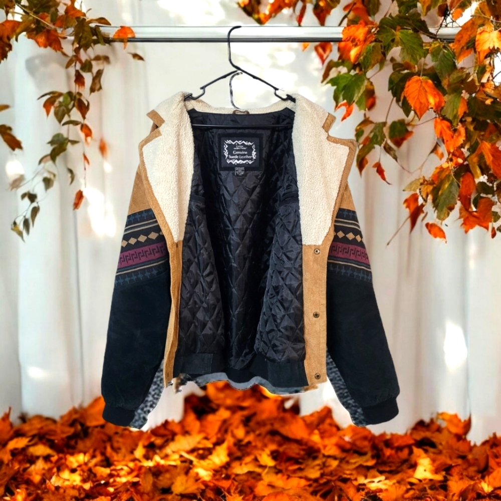 Vintage Casual Outfitters Western Aztec Pattern Mens Coat Size 2XL Bomber Jacket